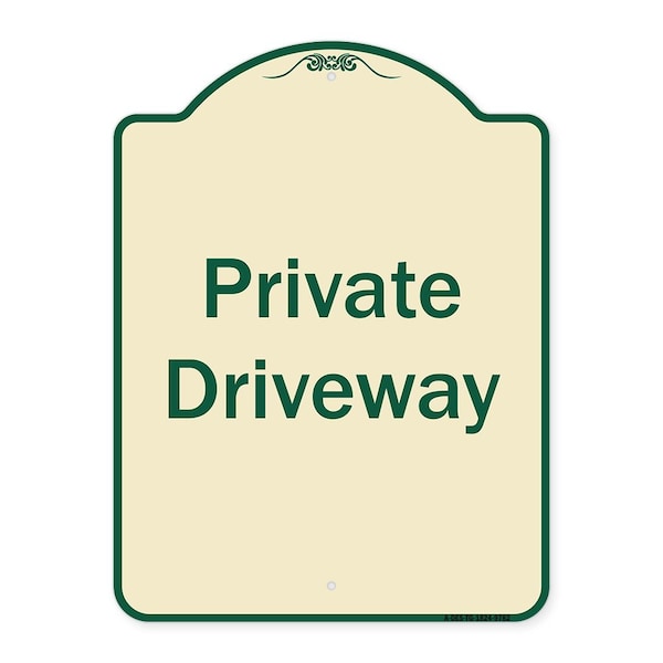 Signmission Designer Series-Private Driveway 3, Tan & Green Heavy-Gauge Aluminum, 24" x 18", TG-1824-9782 A-DES-TG-1824-9782 - main
